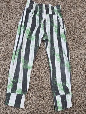 Kids Green & Black Striped Jogger Sweatpants